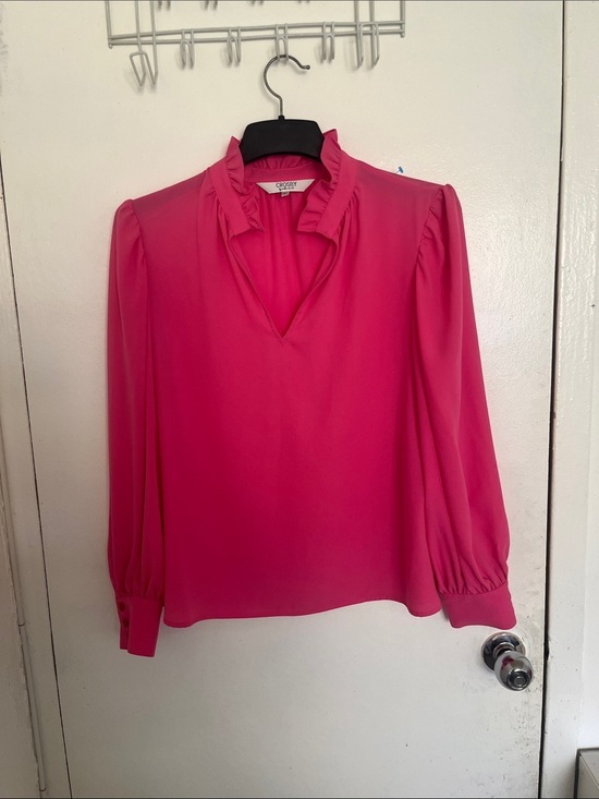 CROSBY by Mollie Burch Tops - CROSBY by Mollie Burch Hot Pink Ruffle V-Neck Blouse